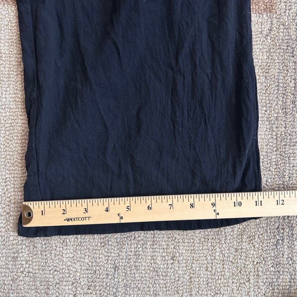 Linen Cotton Wide Leg Pull On Pants Tie Waist Black Minimalist Lagenlook XL - Picture 7 of 9